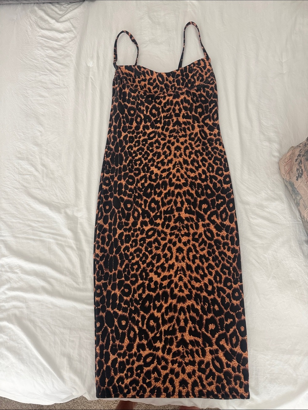 PrettyLittleThing Black and Brown Leopard Print Midi Dress
